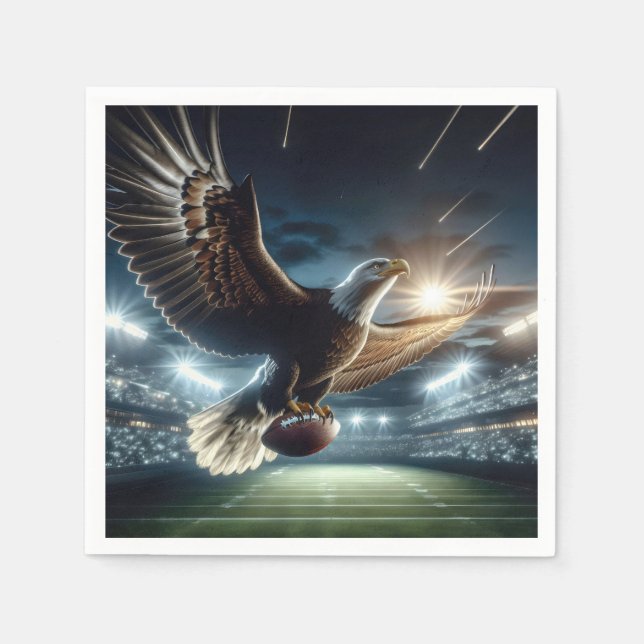 Servilleta De Papel Águila calva volando con fútbol (Anverso)