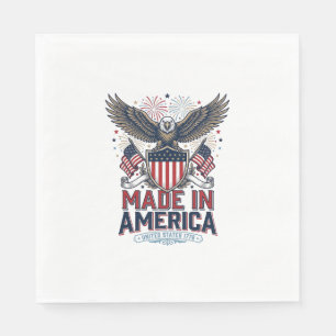 Servilleta De Papel Águila Patriótica Hecha en América Camiseta 4 de J