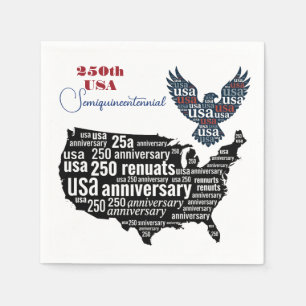 Servilleta De Papel Águila Patriótica Mapa USA 250 Rojo Azul Arte Vint