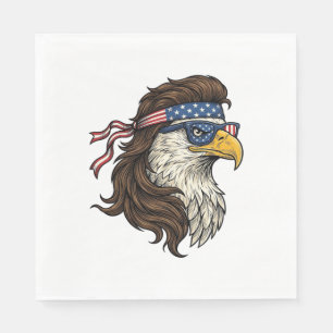 Servilleta De Papel Águila Patriótica Mullet Grabado Vintage Vector De