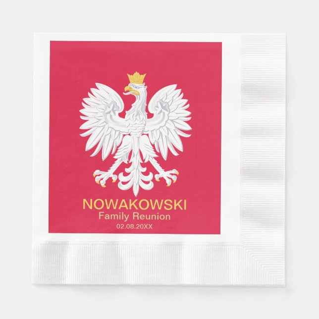 Servilleta De Papel Águila polaca 🦅 Polski Polonia Escudo rojo (Anverso)