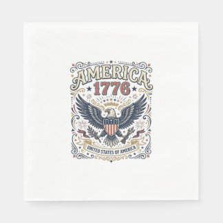 Servilleta De Papel Águila Vintage América 1776 Patriótica