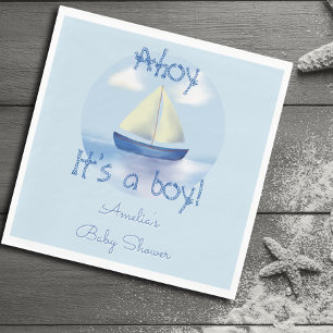 Servilleta De Papel ¡Ah de la mar! Es un niño. Baby Shower Azul