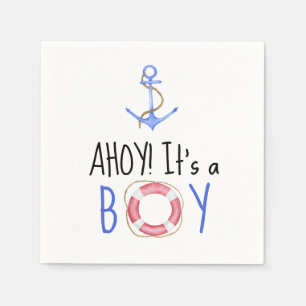 Servilleta De Papel ¡Ah del barco! ¡Es un niño! Baby Shower Náutico