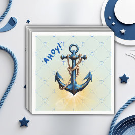 Servilleta De Papel ¡Ahoy azul moderno! Anchor Nautical Baby Shower