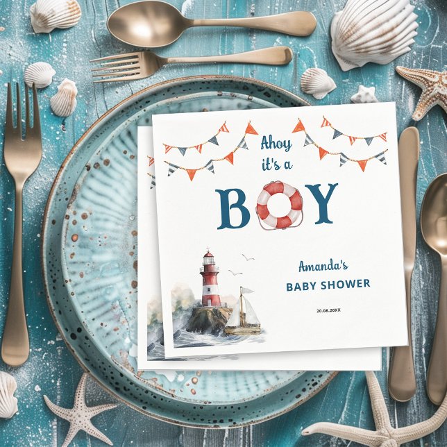 Servilleta De Papel Ahoy es un Baby Shower de Boy Nautical (Subido por el creador)