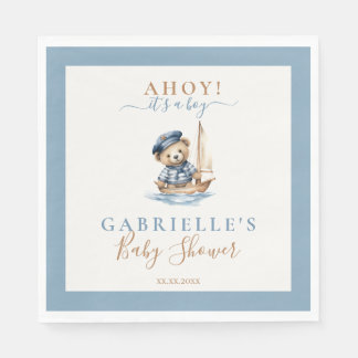 Servilleta De Papel ¡Ahoy es un chico! Baby Shower Náutico minimalista