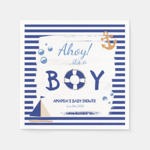 Servilleta De Papel ¡Ahoy es un chico! Sailor Marine Blue Baby Shower