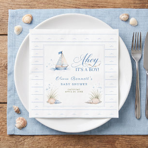 Servilleta De Papel Ahoy Es Un Niño Baby Shower Barco de Vela Azul