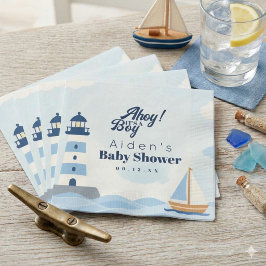 Servilleta De Papel Ahoy es un Niño Faro Náutico Baby Shower