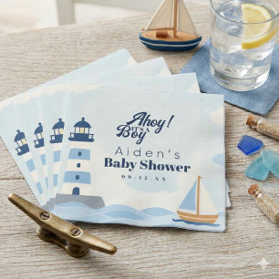 Servilleta De Papel Ahoy es un Niño Faro Náutico Baby Shower