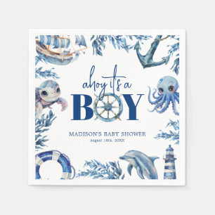 Servilleta De Papel Ahoy es un Niño Fiesta de Baby Shower Náutico