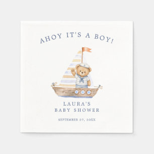 Servilleta De Papel Ahoy es un niño Oso de peluche náutico Baby Shower