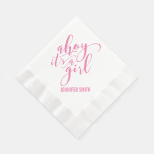 Servilleta De Papel Ahoy es un sorbo náutico de Baby Shower del chica