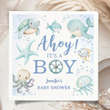 Ahoy es una ducha de bebé náutica Niño Azul 