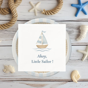 Servilleta De Papel Ahoy Fiesta Nautical   Barco de vela azul Pastel