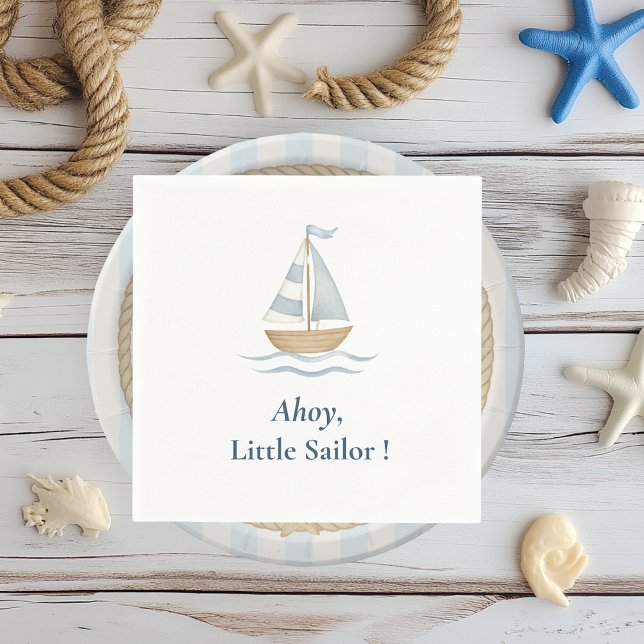 Servilleta De Papel Ahoy Fiesta Nautical | Barco de vela azul Pastel (Subido por el creador)