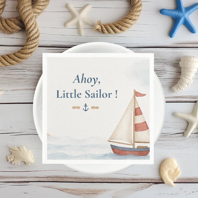 Servilleta De Papel Ahoy Little Sailor | Fiesta de Cumpleaños Náutico (Subido por el creador)