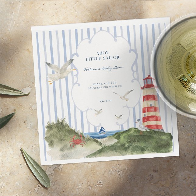 Servilleta De Papel Ahoy Little Sailor Nautical Baby Shower (Subido por el creador)