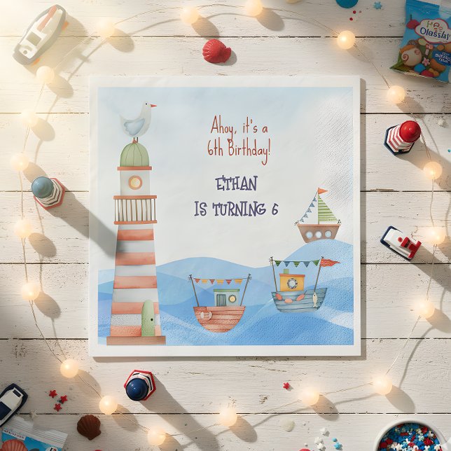 Servilleta De Papel Ahoy Niños nautistas acuarela cumpleaños (Subido por el creador)