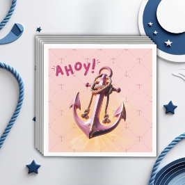 Servilleta De Papel ¡Ahoy rosado moderno! Anchor Nautical Baby Shower