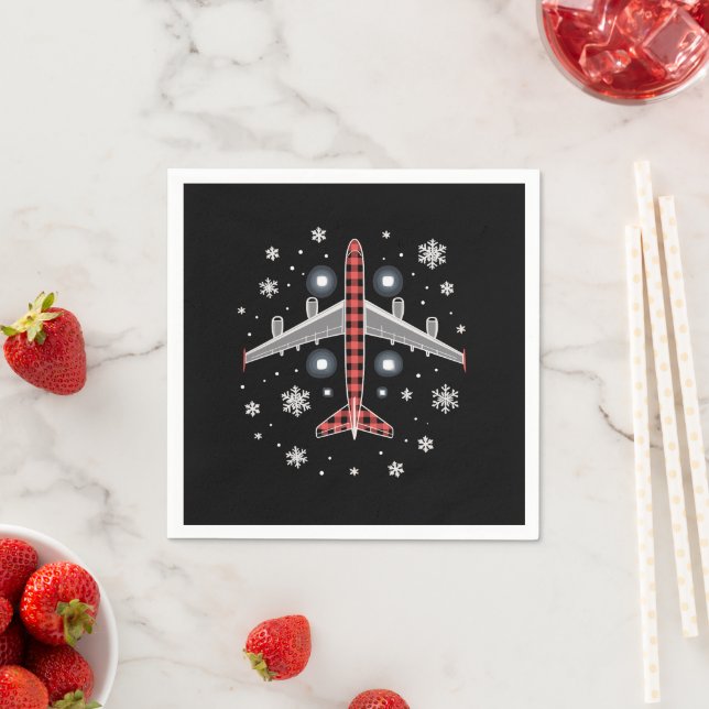 Servilleta De Papel Airplane Plaid Christmas Pilot (In situ)