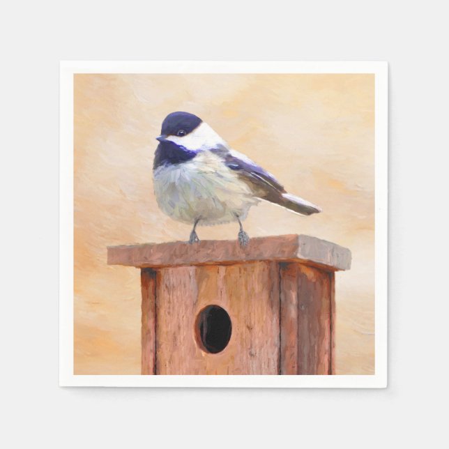 Servilleta De Papel Ajedrez sobre pintura de aves original (Anverso)