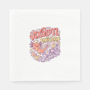 Servilleta De Papel Ajolote Unicornio Salpicadura Caprichosa Bac Blanc
