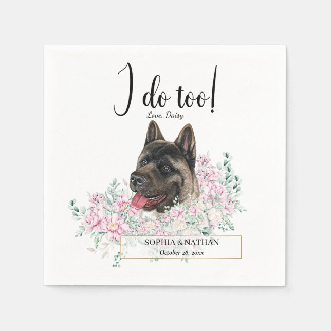 Servilleta De Papel Akita Dog Boda Cocktail Napkins (Anverso)