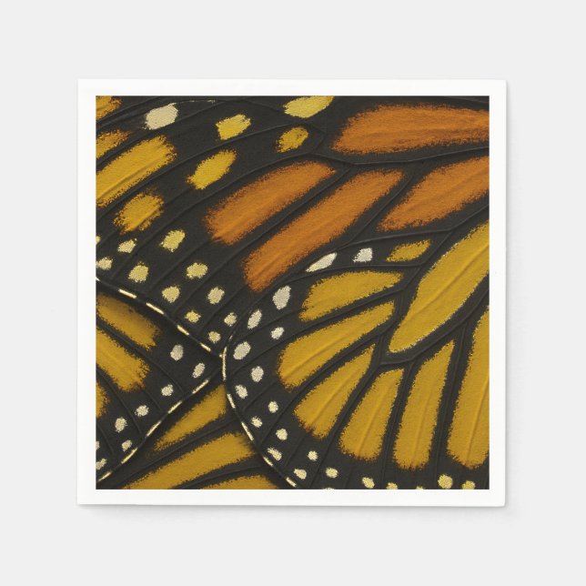 Servilleta De Papel Ala de Mariposa Monarca Naranja Amarilla (Anverso)