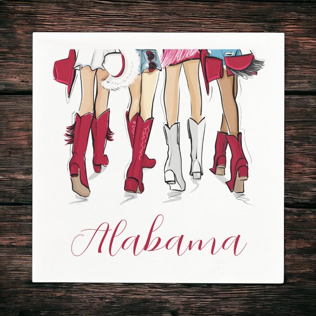 Servilleta De Papel Alabama Ladies Fashion Cowboy Boots Hats Crimson (Subido por el creador)