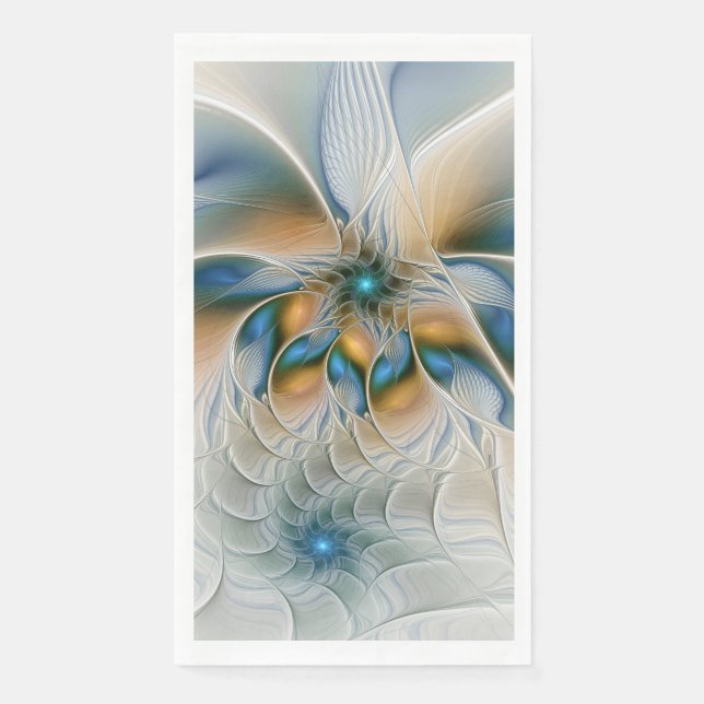 Servilleta De Papel Alarmante, Abstracta Fantasía Fractal Art Con Azul (Anverso)