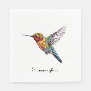 Servilleta De Papel Alas arcoiris: Vibrante Hummingbird Art, personali