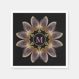 Servilleta De Papel Alas de ángel abstracto Mandala Fractal Monograma