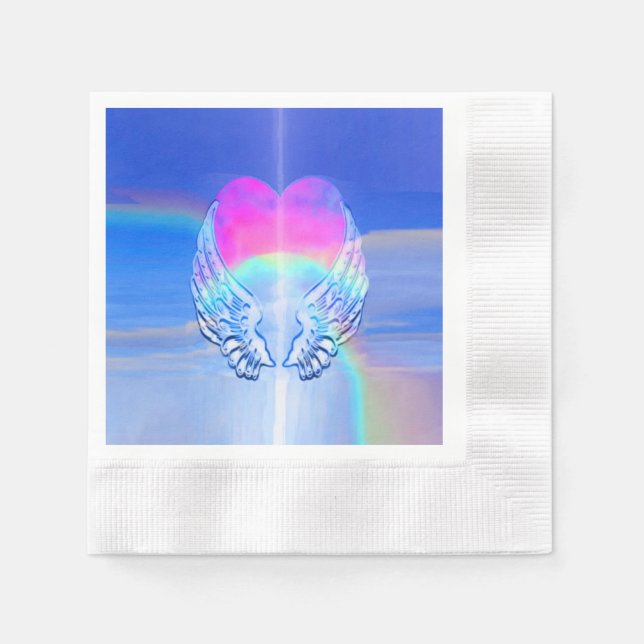 Servilleta De Papel Alas de Ángel envueltas alrededor del corazón (Anverso)