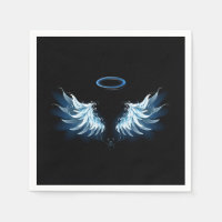 Alas del Ángel Azul brillante sobre fondo negro