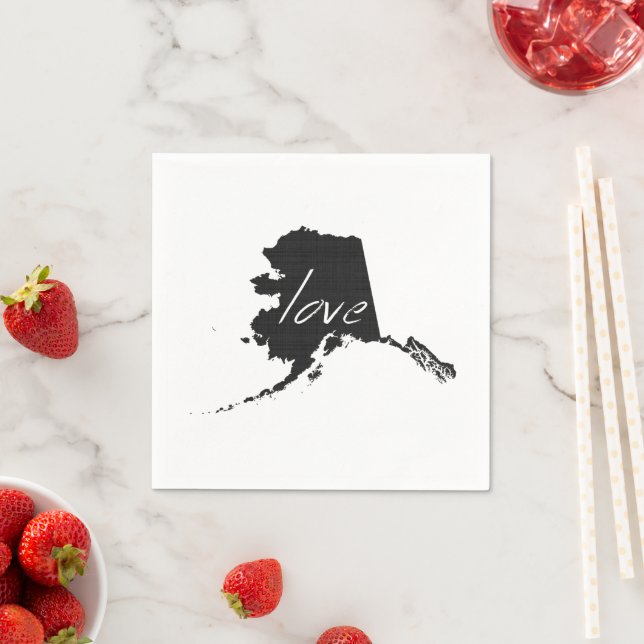 Servilleta De Papel Alaska Shaped Black Chalkboard Alaskan Love (In situ)