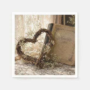 Servilleta De Papel Álbum de fotos antiguo con corazón de parra