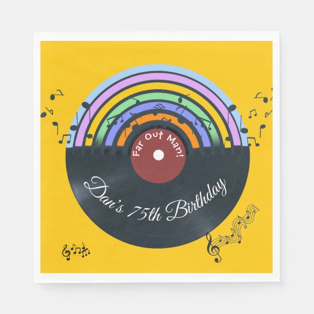 Servilleta De Papel Álbum de vinilo notas musicales arcoíris  (Anverso)