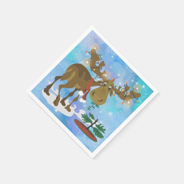 Servilleta De Papel Alce de Navidad (Borde)