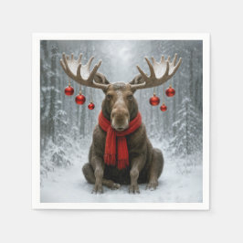 Servilleta De Papel Alce de Navidad en un Bosque Nevado