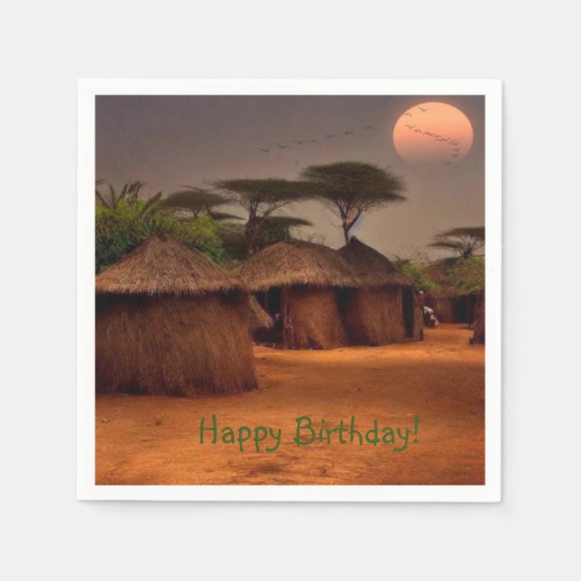 Servilleta De Papel Aldea africana (Anverso)