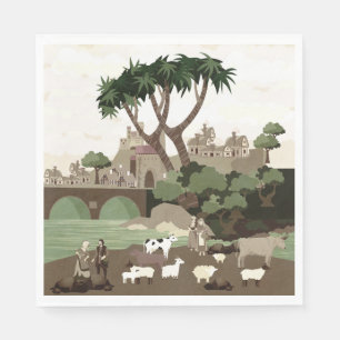 Servilleta De Papel Aldea de la Edad Media