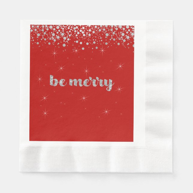 Servilleta De Papel Alégrate, Navidad, Brillo de Plata, Destello (Anverso)