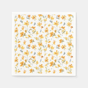 Servilleta De Papel Alegre acuarela floral amarilla