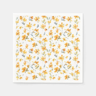 Servilleta De Papel Alegre acuarela floral amarilla