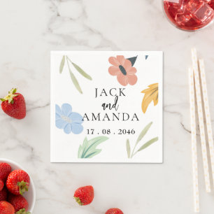 Servilleta De Papel Alegre Colorido Boda Floral Decoración