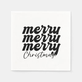 Servilleta De Papel alegre feliz navidad navidad negro y blanco