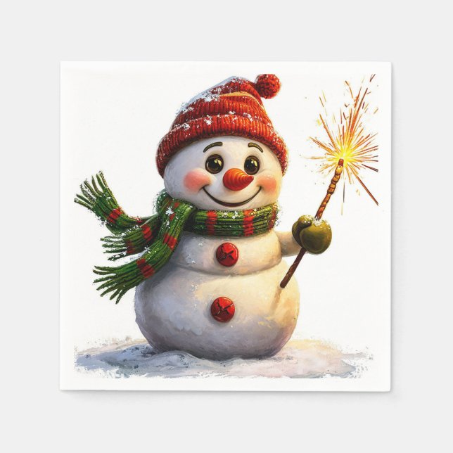 Servilleta De Papel Alegre Snowman (Anverso)
