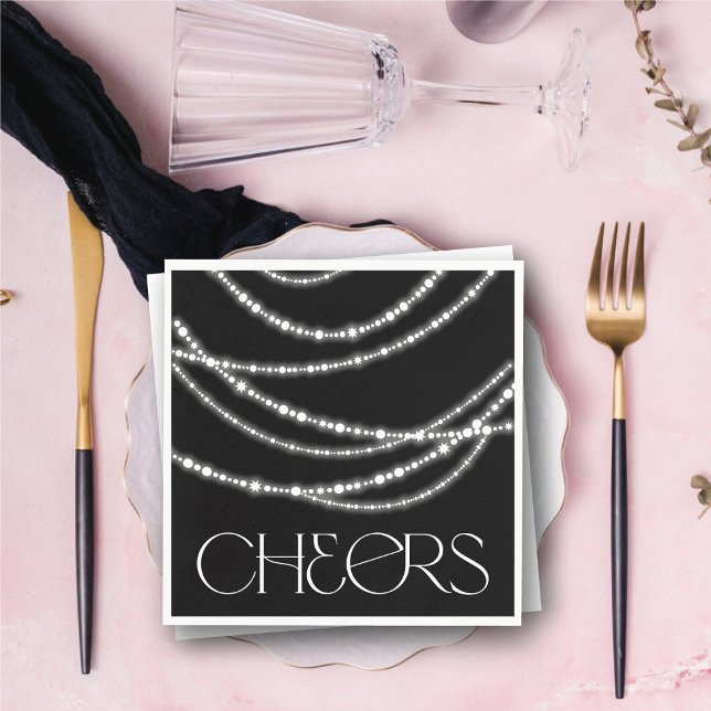 Servilleta De Papel Alegres alumbradores Moda Fiesta de Nochevieja (Cheers Sparkling Lights Chic New Year's Eve Party Paper Napkins @ fat_fa_tin)